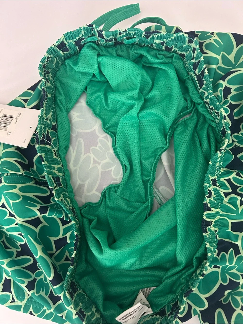 Nike Men's Green Floral Swim Trunks 2XL Drawstring Mesh Lined Board Shorts
